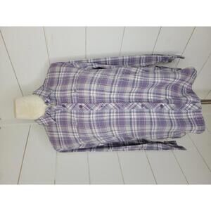Eddie Bauer medium purple & white plaid flannel shirt